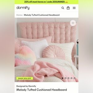 Blush Pink Dormify Melody Tufted Cushioned Headboard
